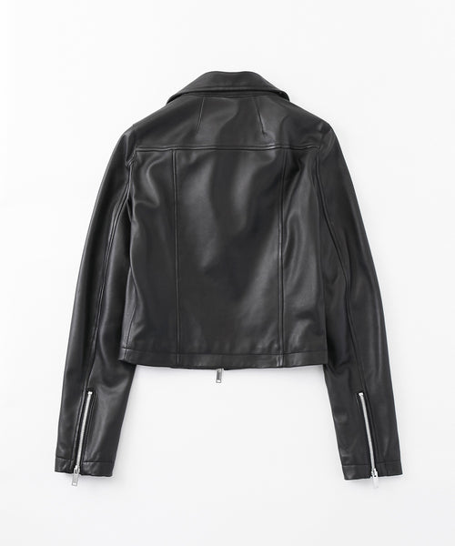 STAND COLLAR LEATHER RIDERS JACKET