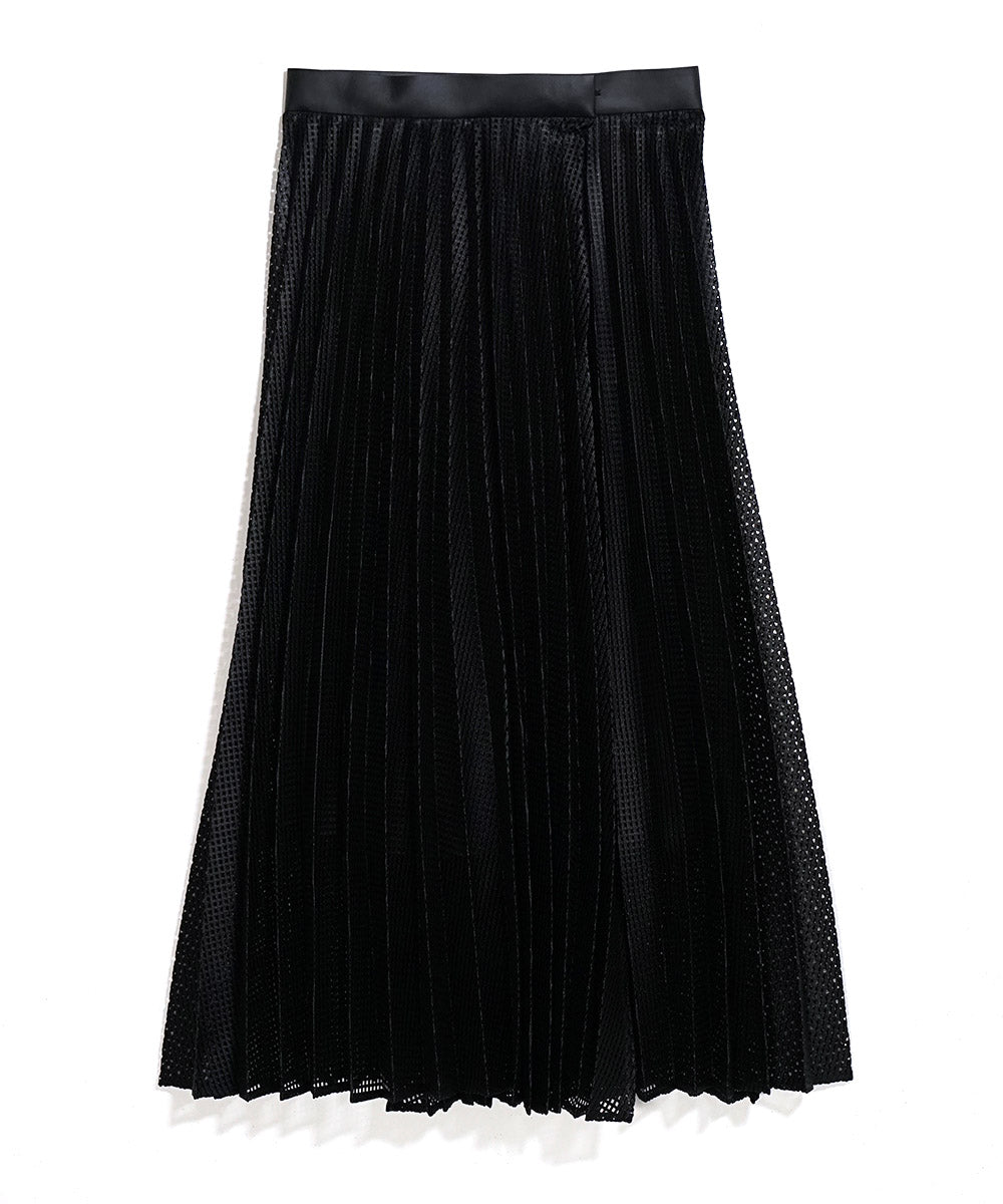 SQUARE LACE PLEATED SKIRT